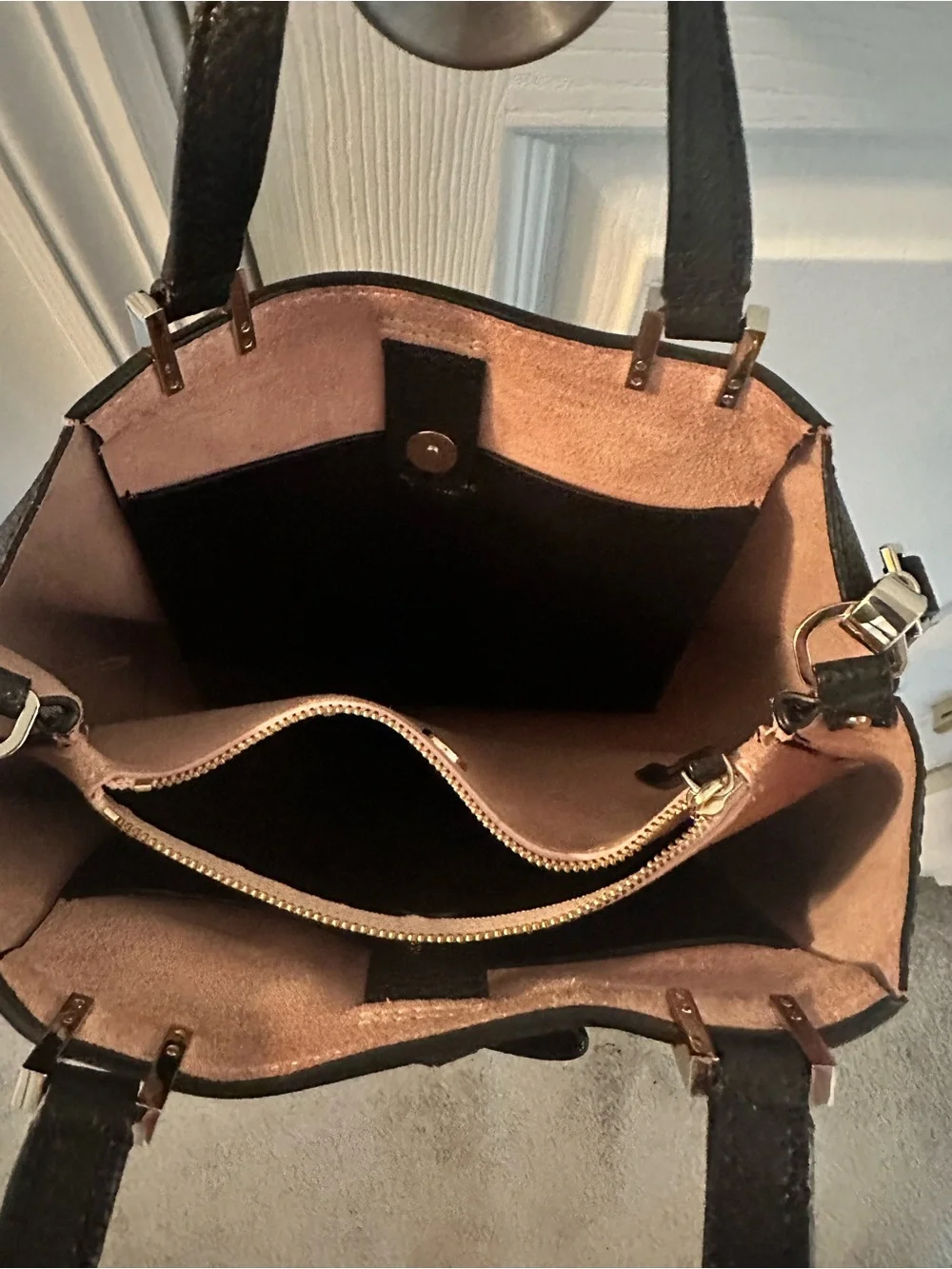 kate spade Black Pebbled Leather Satchel with Bow Accent